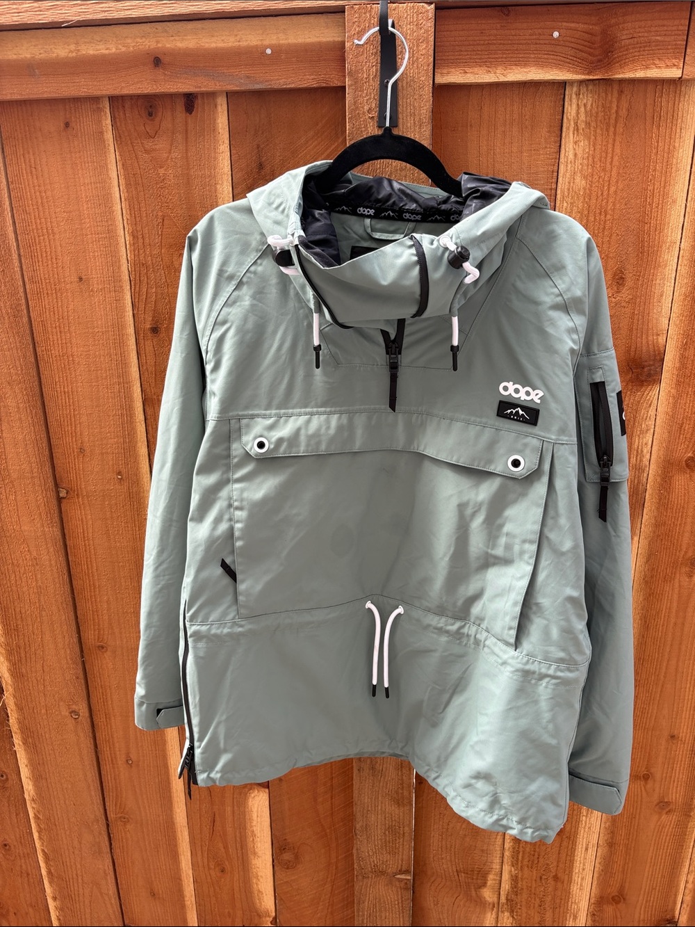 DOPE Sage Green Ski Pullover Anorak with Hood